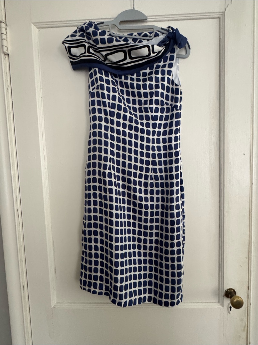 Blue & White Geometric A-line Dress